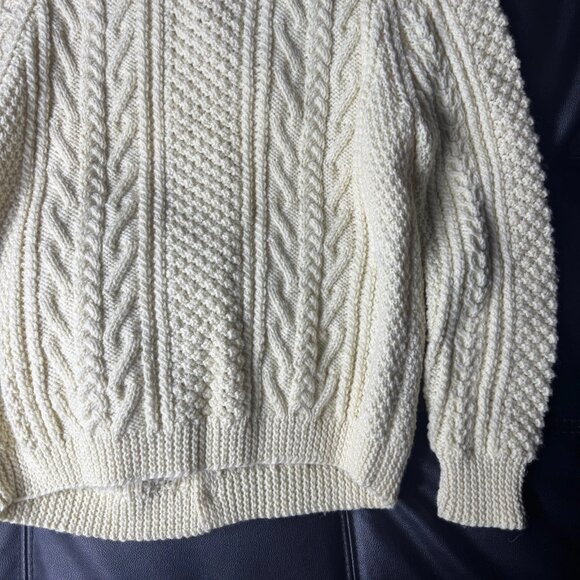 Vintage Rossan Knitwear Women's Cardigan Sweater White Cable Handknit Size XL - Picture 9 of 12